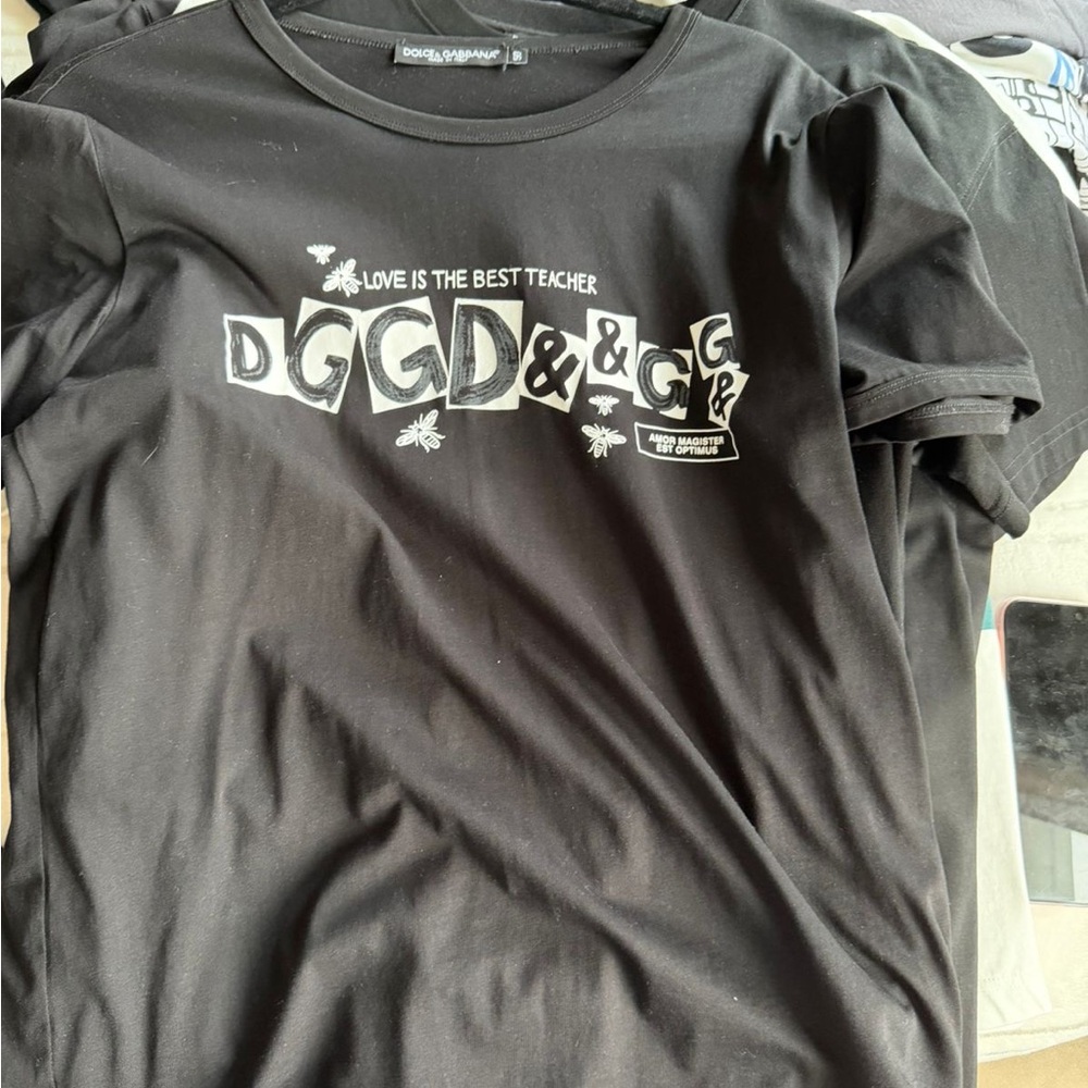 Dolce & Gabbana Black Graphic Dog Tee